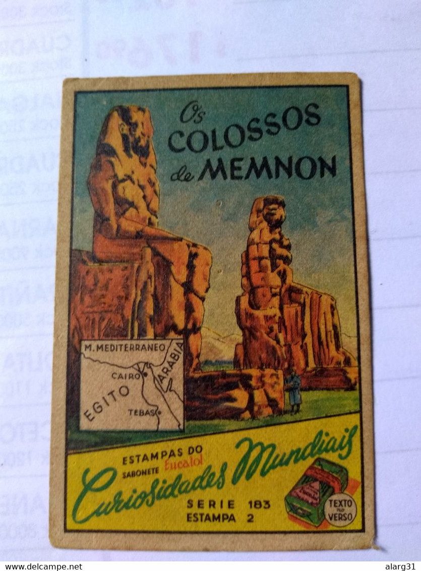 Eucalol SOAP Cromo No Postcard 6*9cmt.egypt.memnon Colossus..world Curiosities Series.better .2 Diff Pieces Order - Sonstige & Ohne Zuordnung