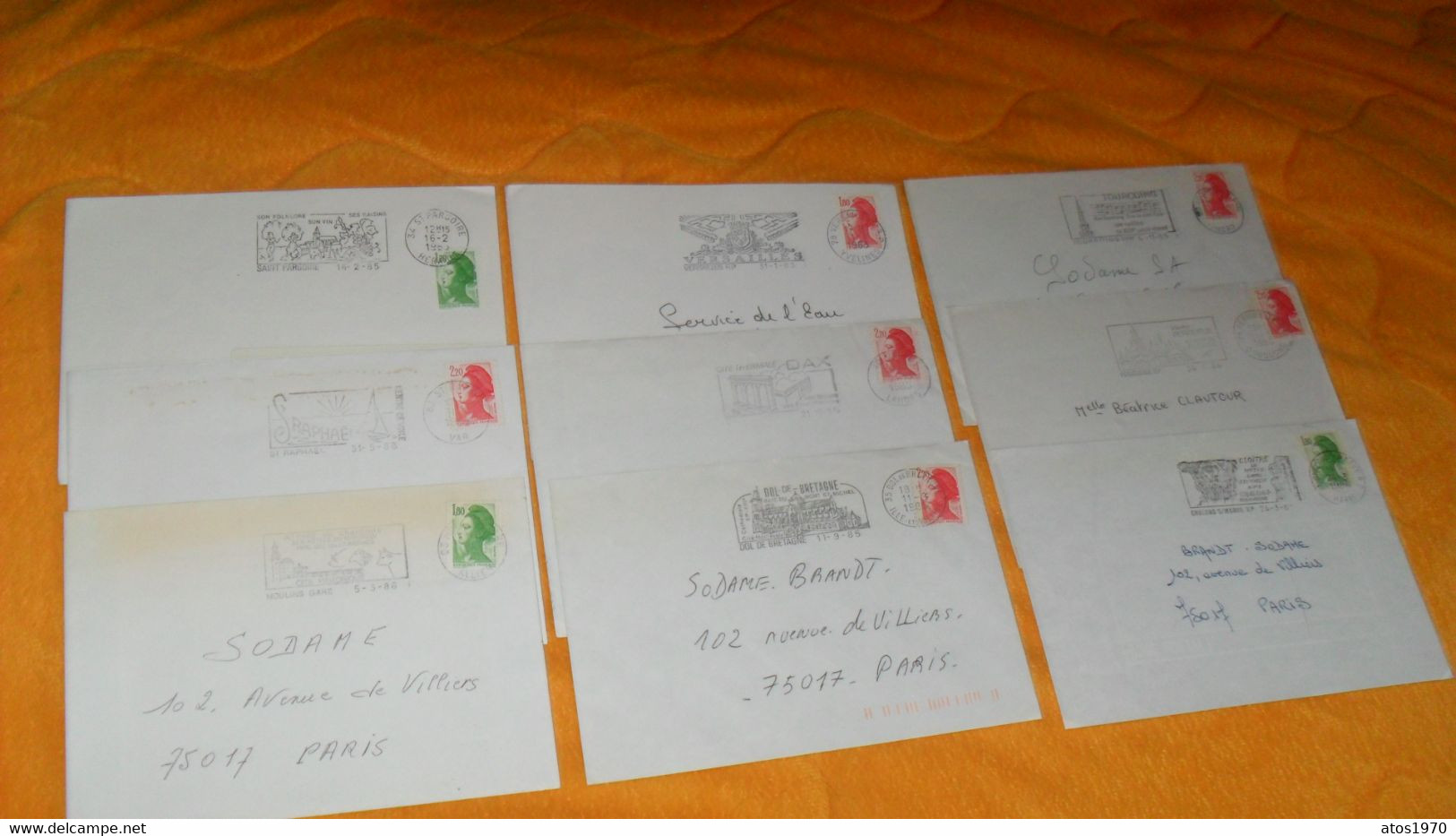 LOT 16 ENVELOPPES DES ANNEES 1980../ CACHETS + FLAMME DIVERSE..MOULINS, SAINT PARGOIRE, DAX, VERSAILLES,TOURCOING...+ TI - Other & Unclassified