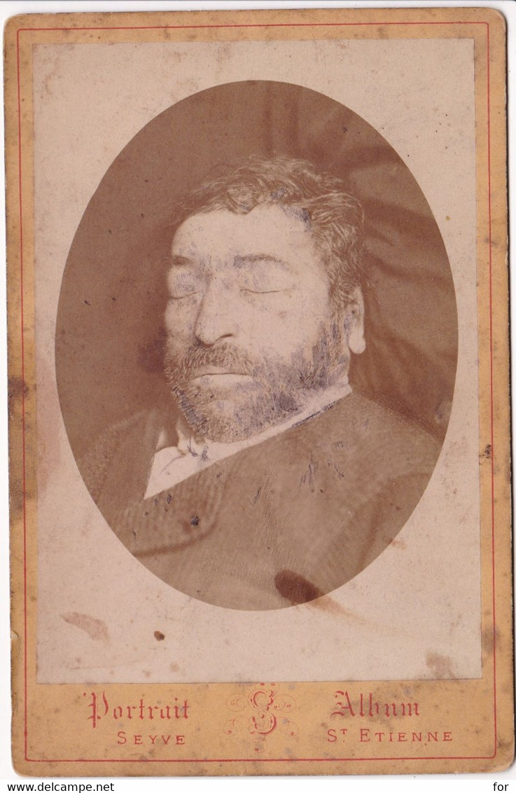 Photo Originale Ancienne : Post Mortem : Portrait D'Homme Barbu - Mort - Dead : Photo  Seyve  - Alhum  - St. étienne - Old (before 1900)