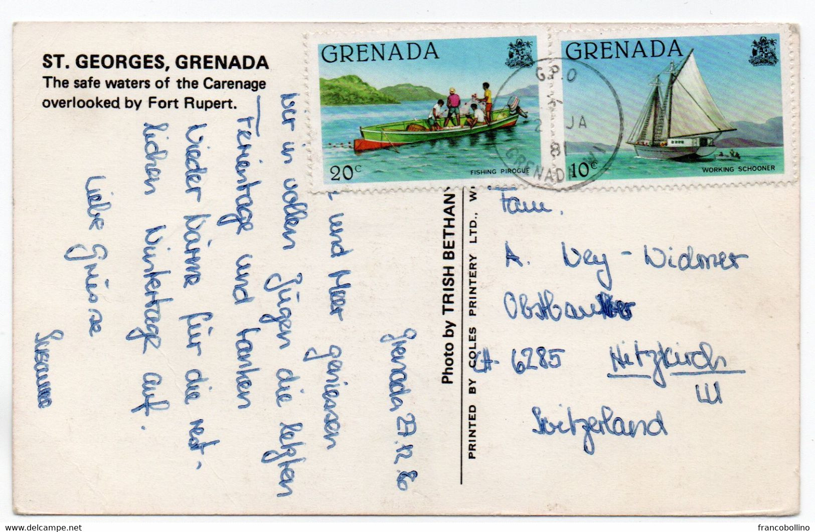 GRENADA - ST. GEORGES THE SAFE WATERS OF THE CARENAGE / THEMATIC STAMPS-SHIP - Grenada