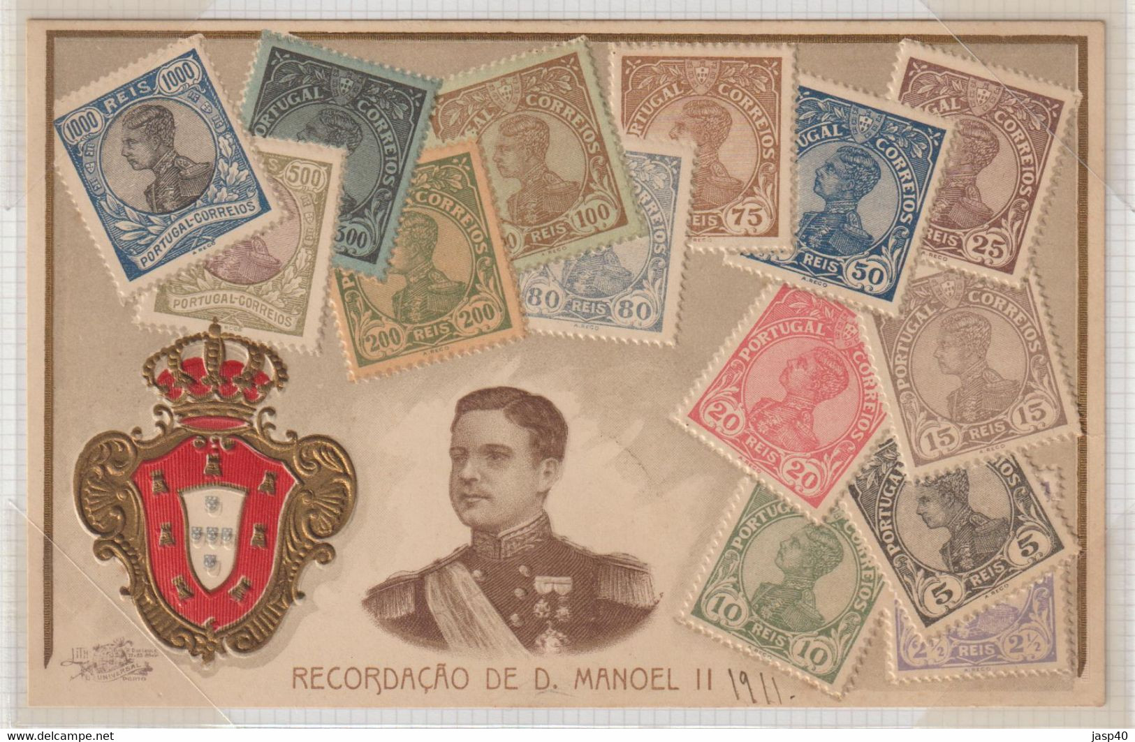 PORTUGAL - POSTAL ALUSIVO Á EMISSÃO DE D. MANUEL II - Oblitérés