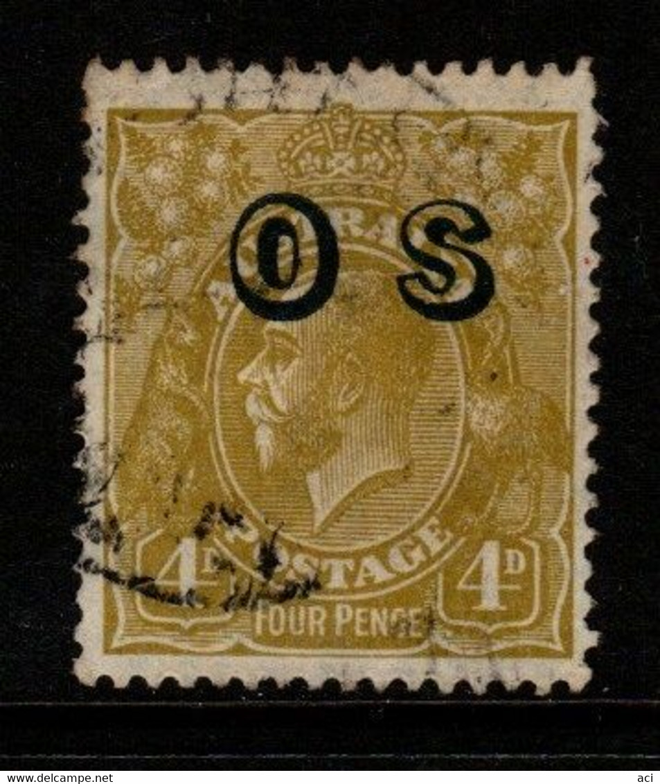 Australia SG O126  1933 King George Head 4d Yellow-Olive, Overprinted OS ,Used, - Service