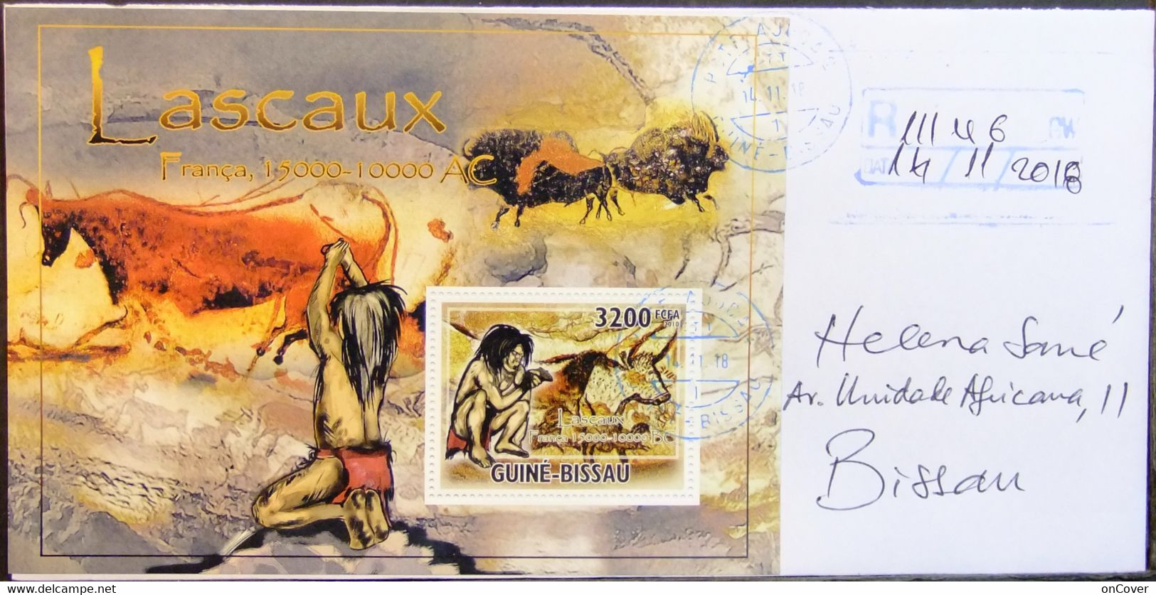 Guinea-Bissau - Registered Cover 2018 Prehistoric Man Paintings Lascaux - Archaeology