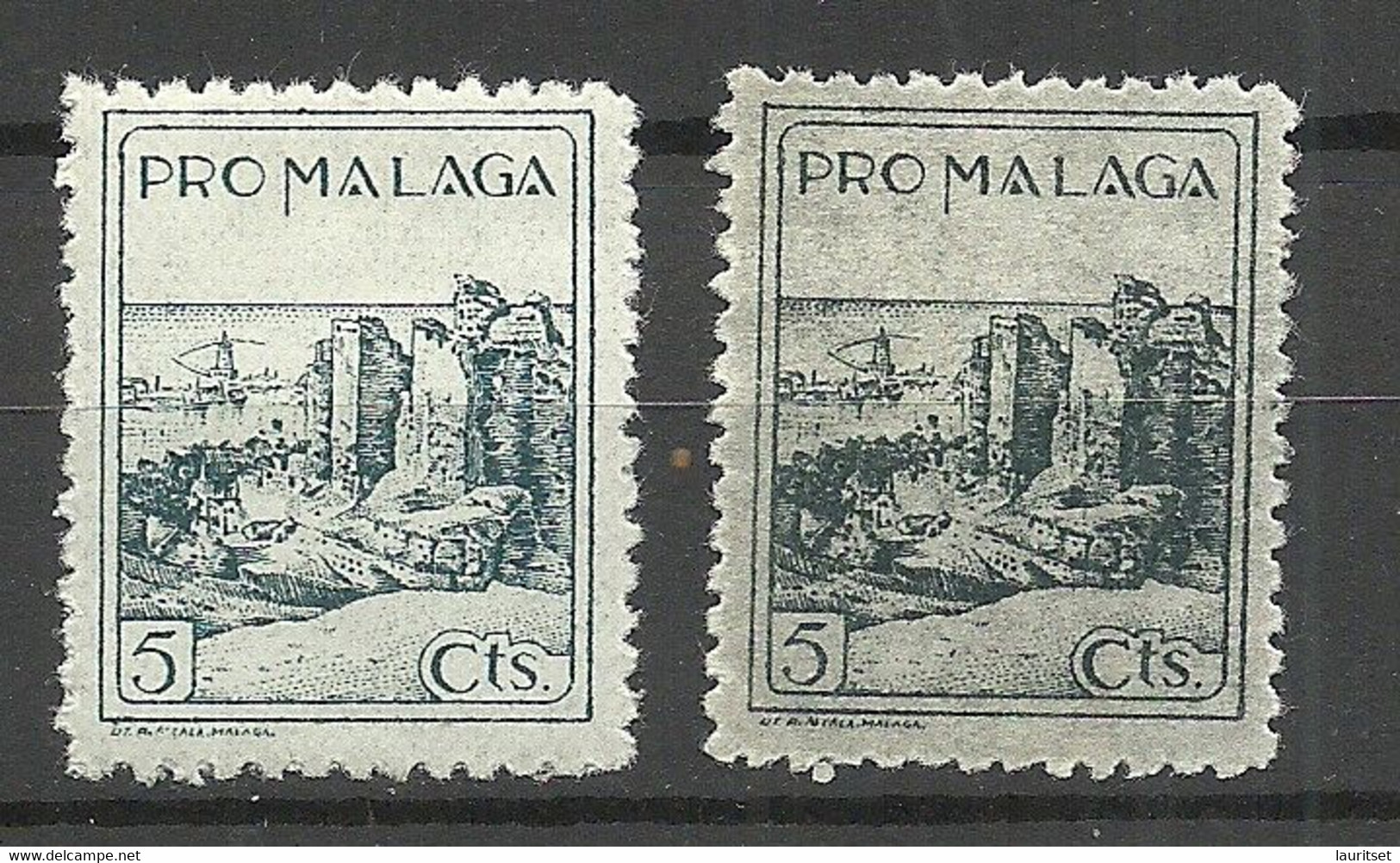 SPAIN Spanien Espana 1930ies Civil War Pro Malaga, Paper Types (thick & Thin) * - Altri & Non Classificati