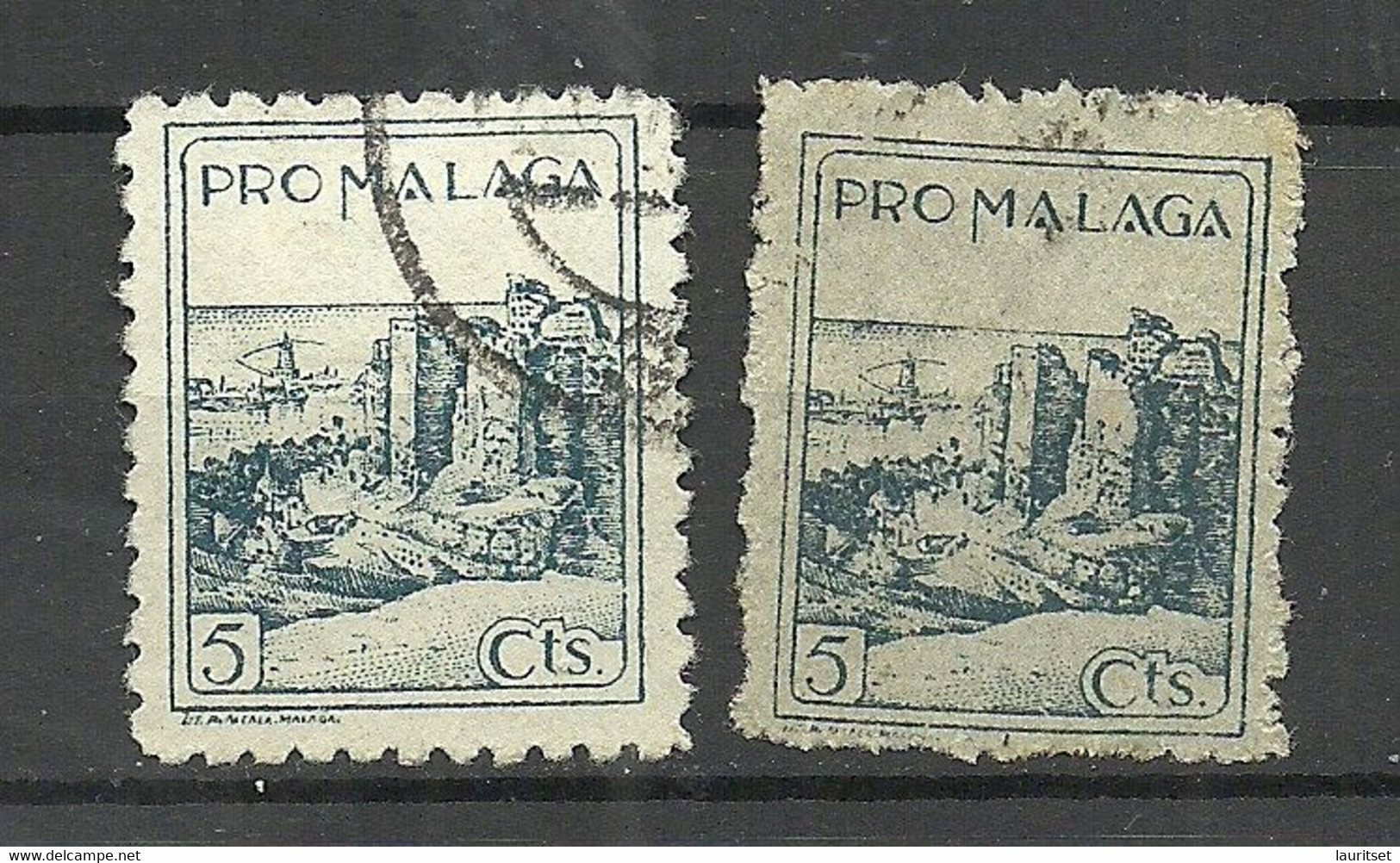 SPAIN Spanien Espana 1930ies Civil War Pro Malaga, Paper Types (thick & Thin) O - Altri & Non Classificati