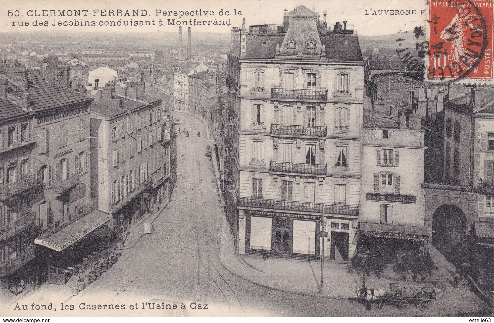 Clermont Ferrand Perspective De La Rue Des Jacobins Conduisant à Monferrand (L'usine à Gaz ,les Casernes) - Clermont Ferrand