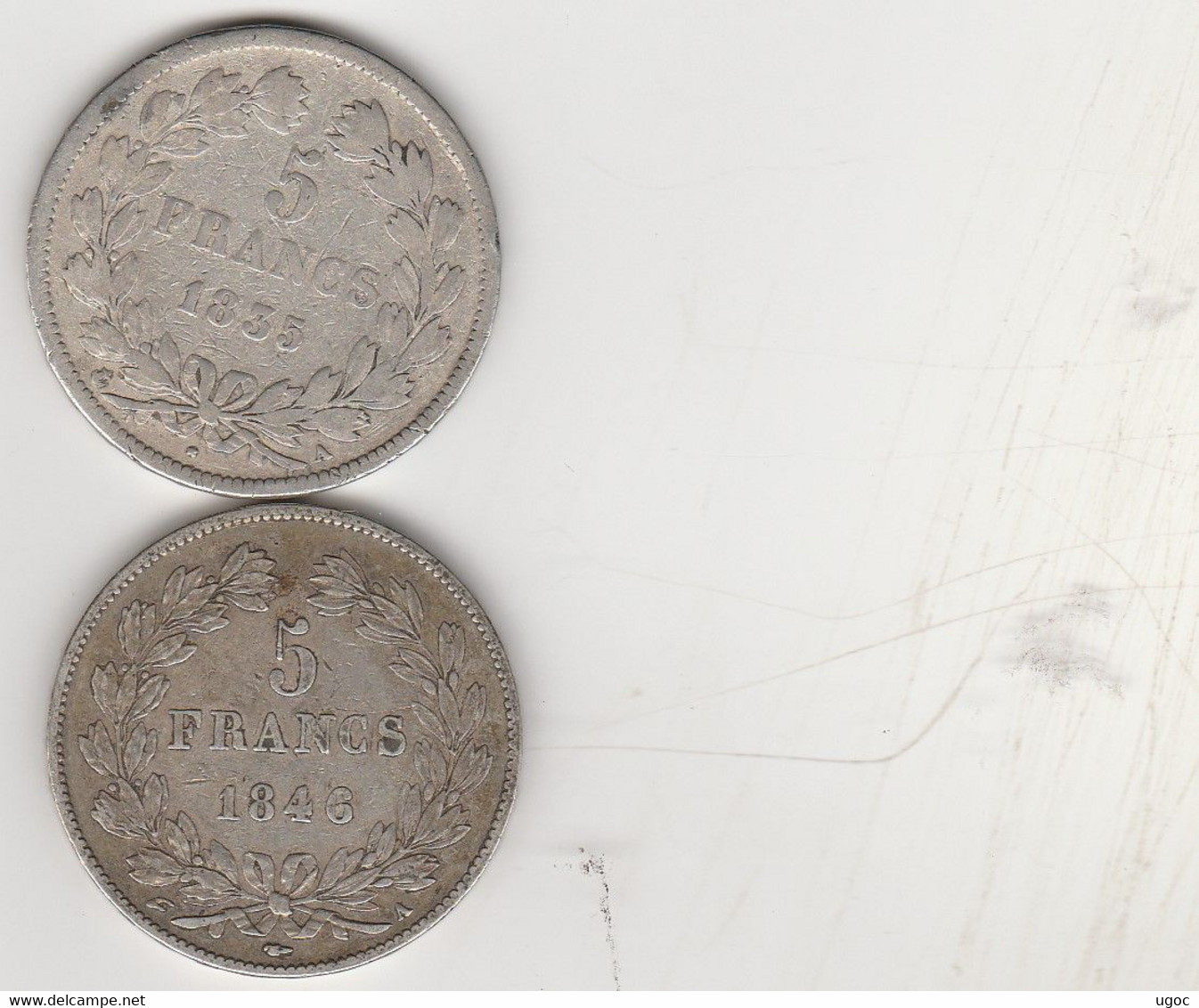 2 Pièces 5 FR Argent LOUIS PHILIPPE 1835 A Et 1846 A - 003 - 5 Francs