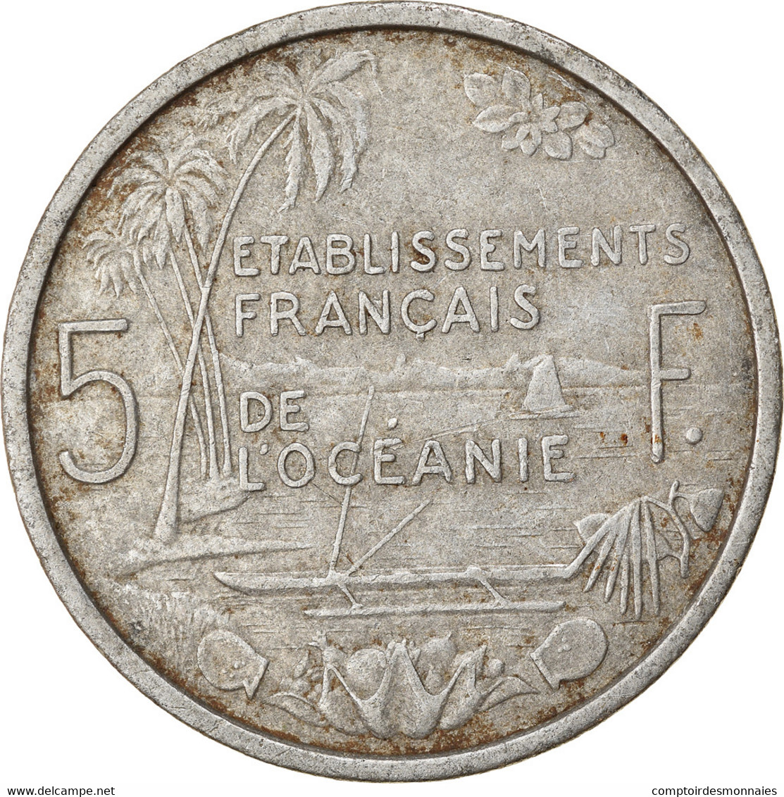 Monnaie, FRENCH OCEANIA, 5 Francs, 1952, TTB, Aluminium, KM:4 - Otros – Oceanía