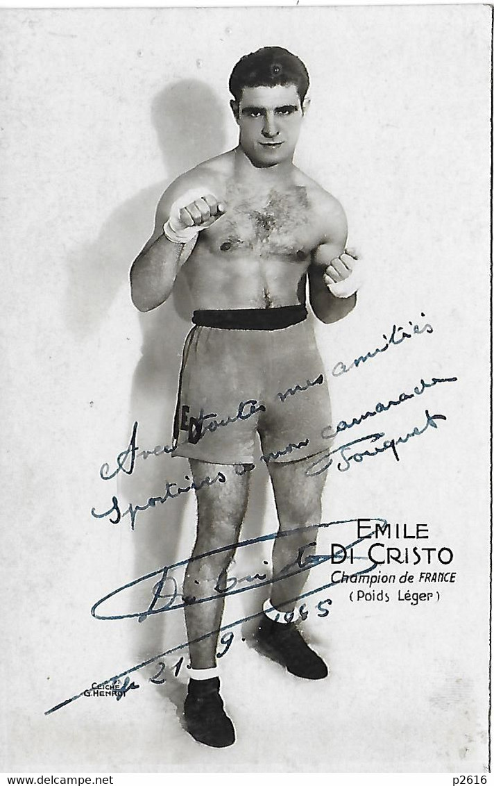 BOXEUR -  CARTE- PHOTO -  EMILE DI CRISTO - CHAMPION DE FRANCE - CARTE DEDICACE - Boxing