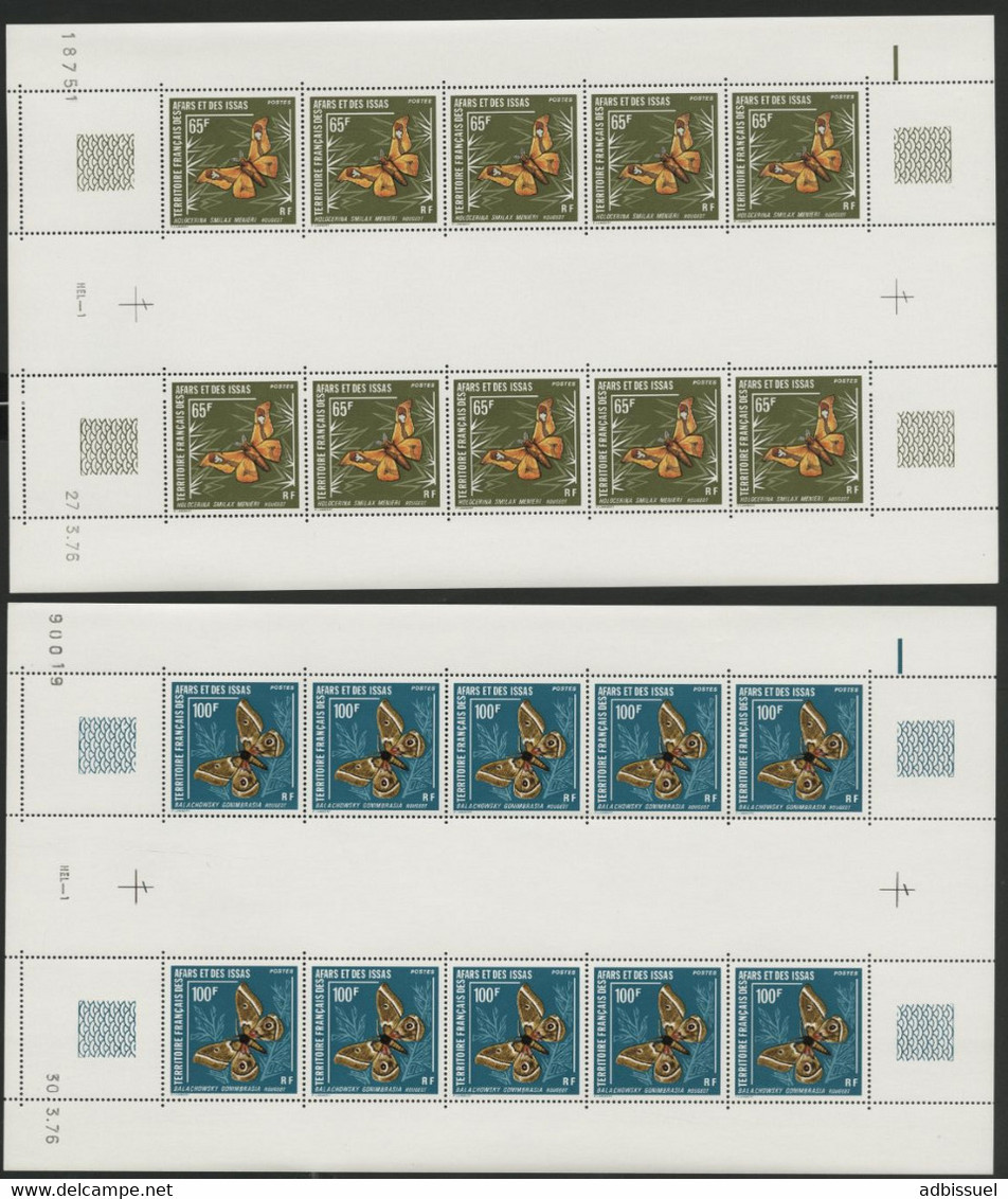 AFARS Et ISSAS COTE 210 € N° 420 + 421 MNH ** 2 FEUILLES DE 10 Ex. PAPILLONS BUTTERFLY HOLOCERINA, BALACHOWSKY. TB/VG - Unused Stamps