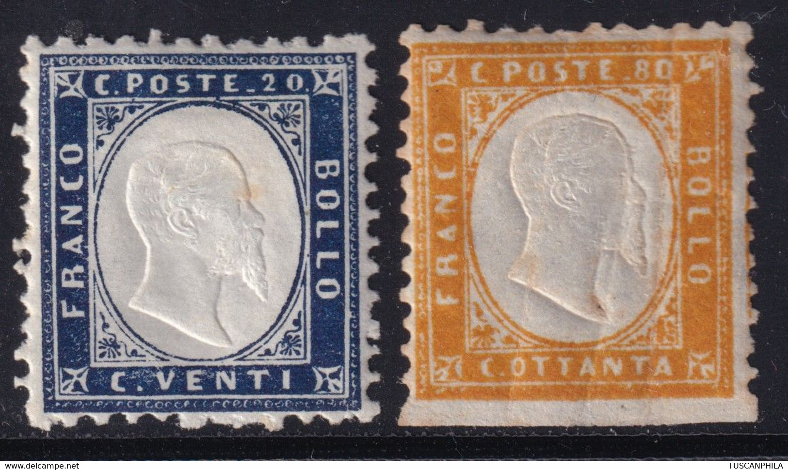 Regno D'Italia I Em. Serie Di Due Valori 1862 Sass. 2+4 MH* Cv 100 - Mint/hinged