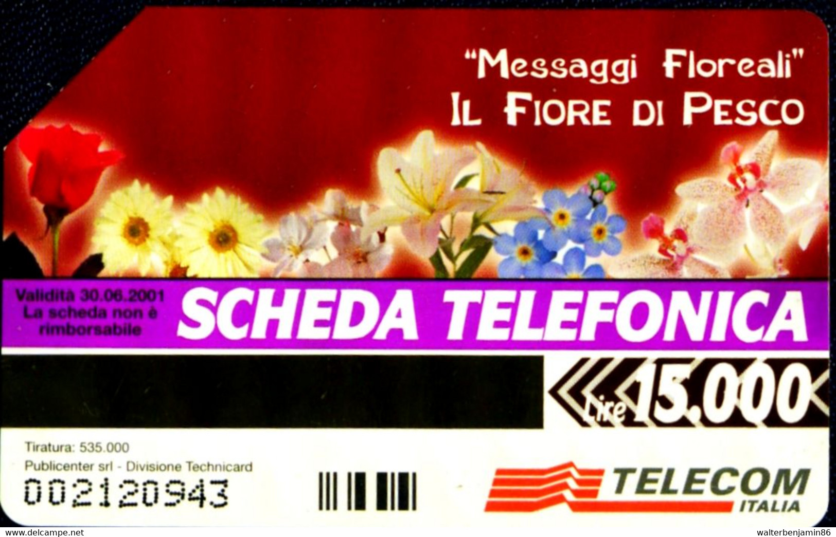 G 948 C&C 3023 SCHEDA TELEFONICA USATA MESSAGGI FLOREALI IL PESCO BUONA QUALITA' - Públicas Temáticas