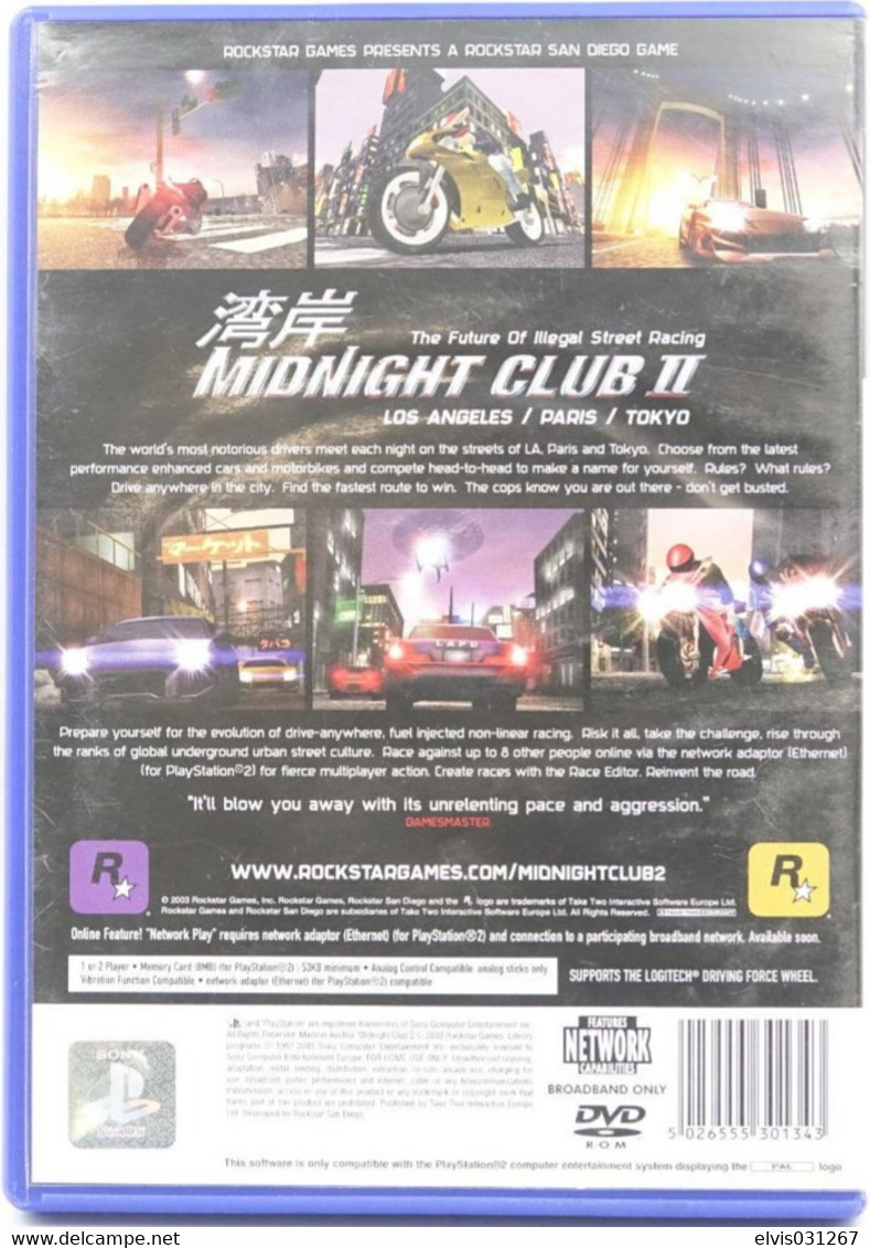 SONY PLAYSTATION TWO 2 PS2 : MIDNIGHT CLUB II - ROCKSTAR GAMES - Playstation 2