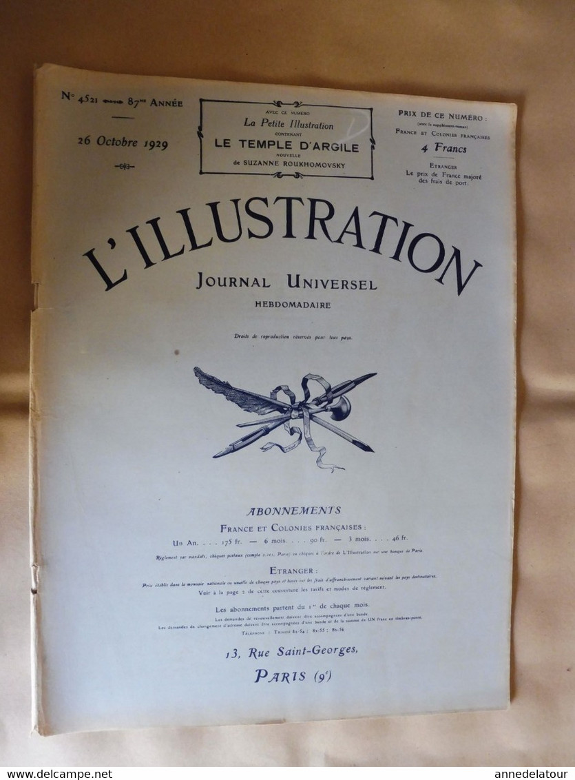 26 Oct 1929 L'ILLUSTRATION : Afrique Sauvage; La Cavalerie Anglaise (british ); Fouilles Du Lac De Némi; Etc - L'Illustration