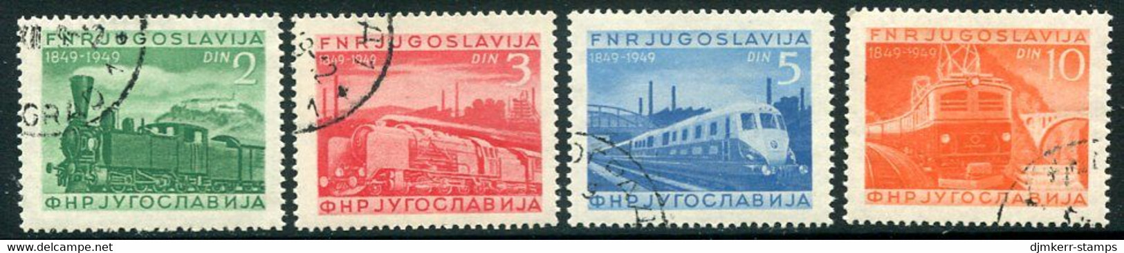YUGOSLAVIA 1949 Railway Centenary Used. .  Michel 583-86 - Usati
