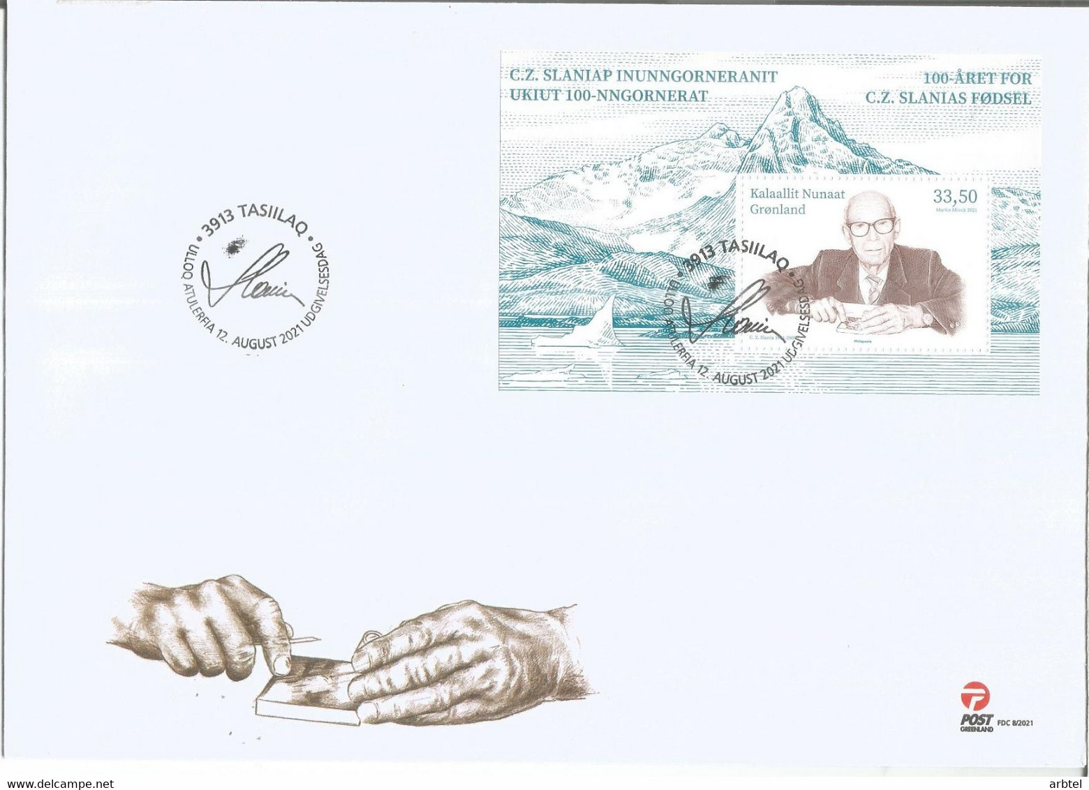 GROENLANDIA DPD FDC CENTENARIO SLANIA - Storia Postale