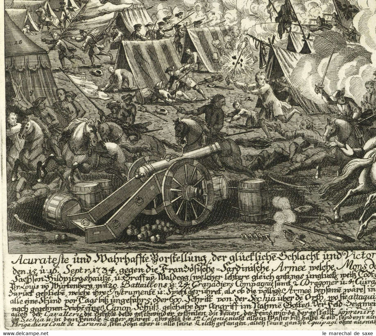Polnischer Erbfolgekrieg Schlacht Von Quistello 1734 Italien Kupferstich Elias Baeck (1679-1747) - Other & Unclassified
