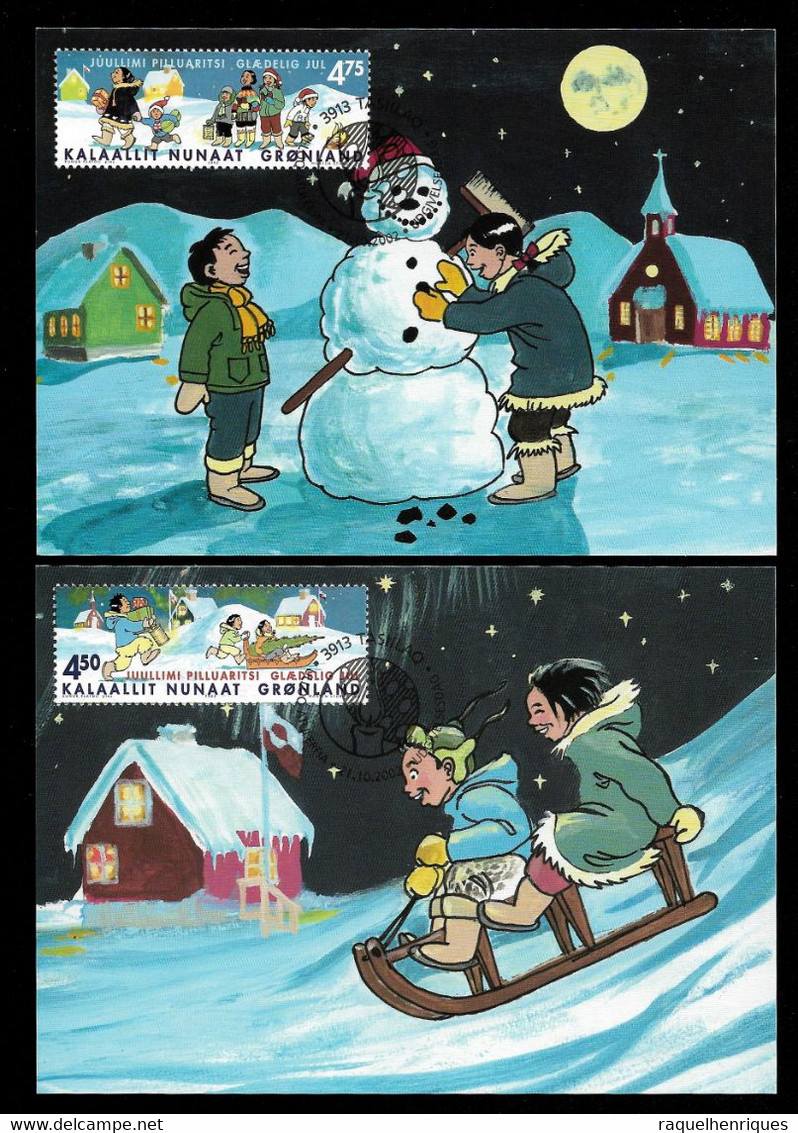 GREENLAND 2 MAXIMUM POSTCARDS - 2002 Merry Christmas (STB9-46) - Cartes-Maximum (CM)