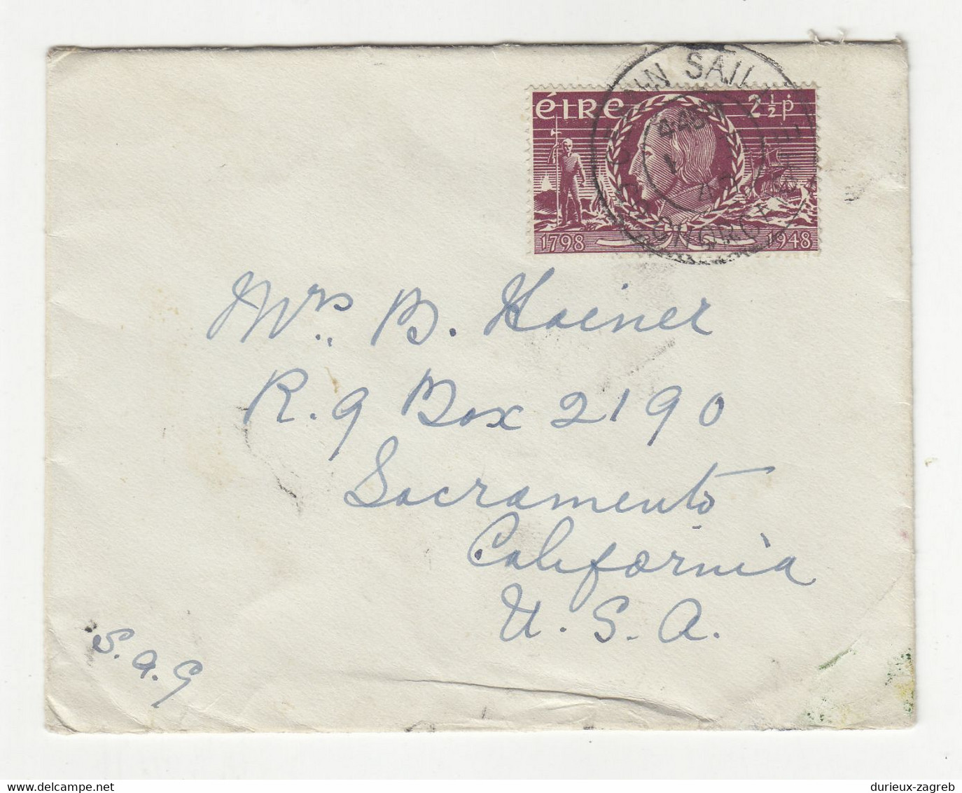 Eire Letter Cover Posted 1949 Kinsale Pmk B210901 - Brieven En Documenten