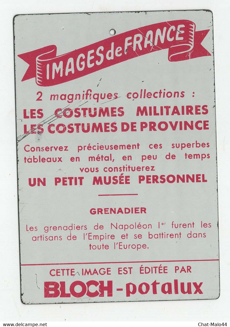 Image En Tôle Peinte. Images De France. Série Les Costumes Militaires, Grenadier. Publicité Bloch-Potalux - Sonstige & Ohne Zuordnung