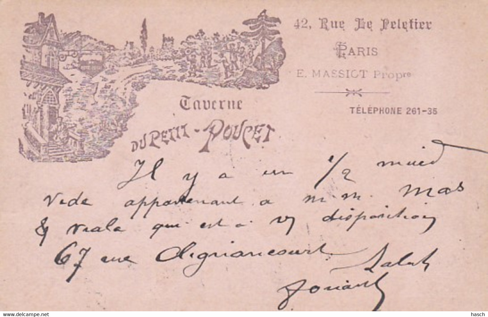 2812	90	Paris, Taverne Du Petit Poucet 42, Rue Le Peletier 1901 - Cafés, Hotels, Restaurants