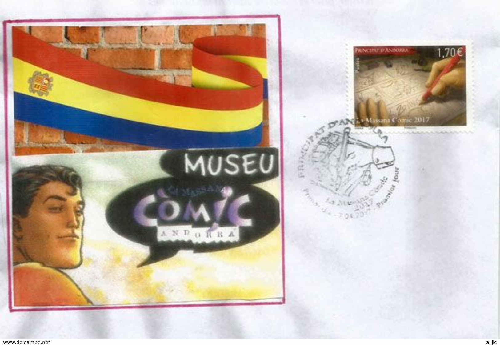 ANDORRE. Musée Comics De La Bande Dessinée à La Massana, FDC 2017 (haute Faciale) - Covers & Documents