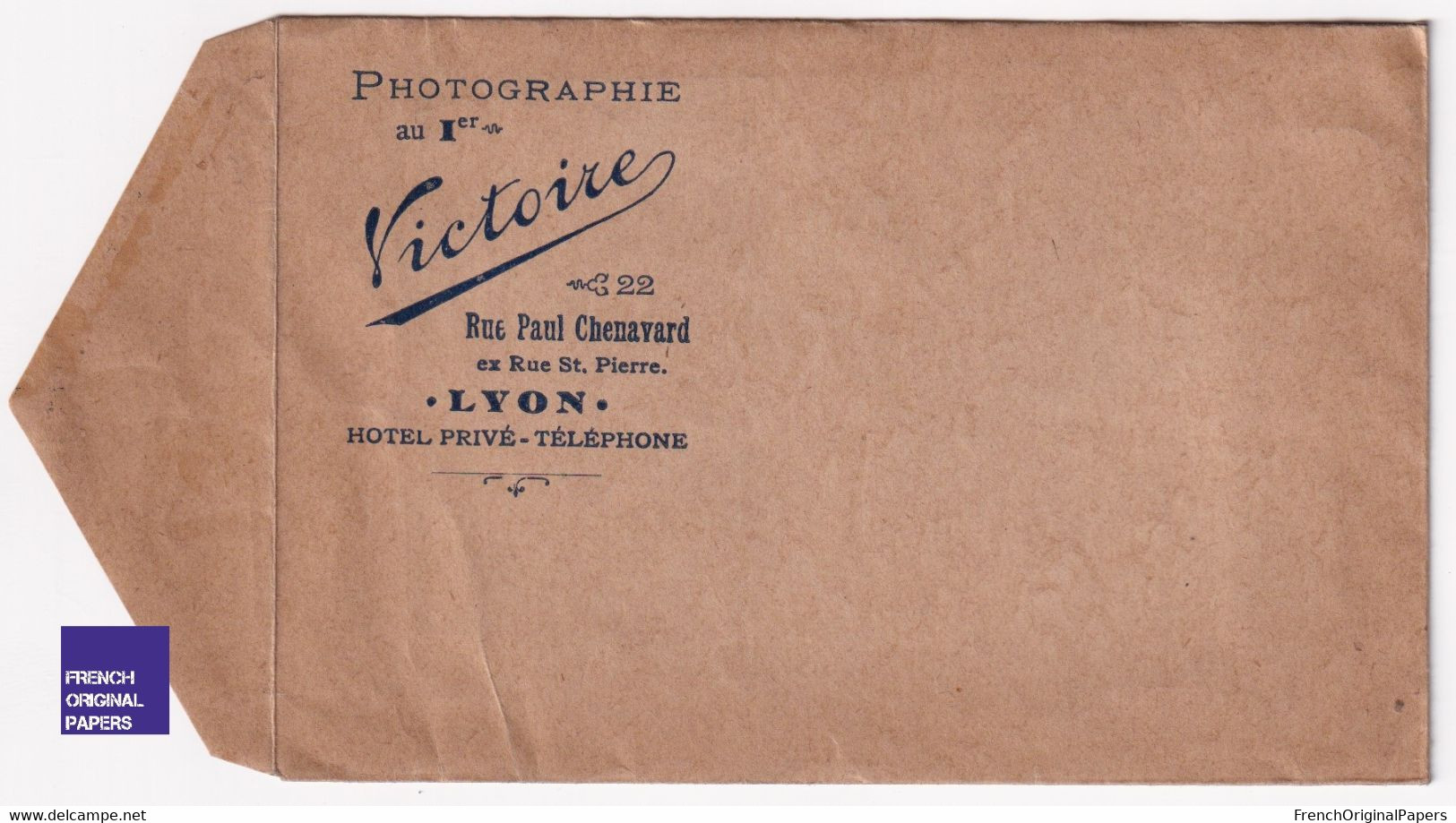Rare Petite Enveloppe - Années 1900/10 Photographie Victoire 22 Rue Paul Chenavard Lyon A55-77 - Publicidad