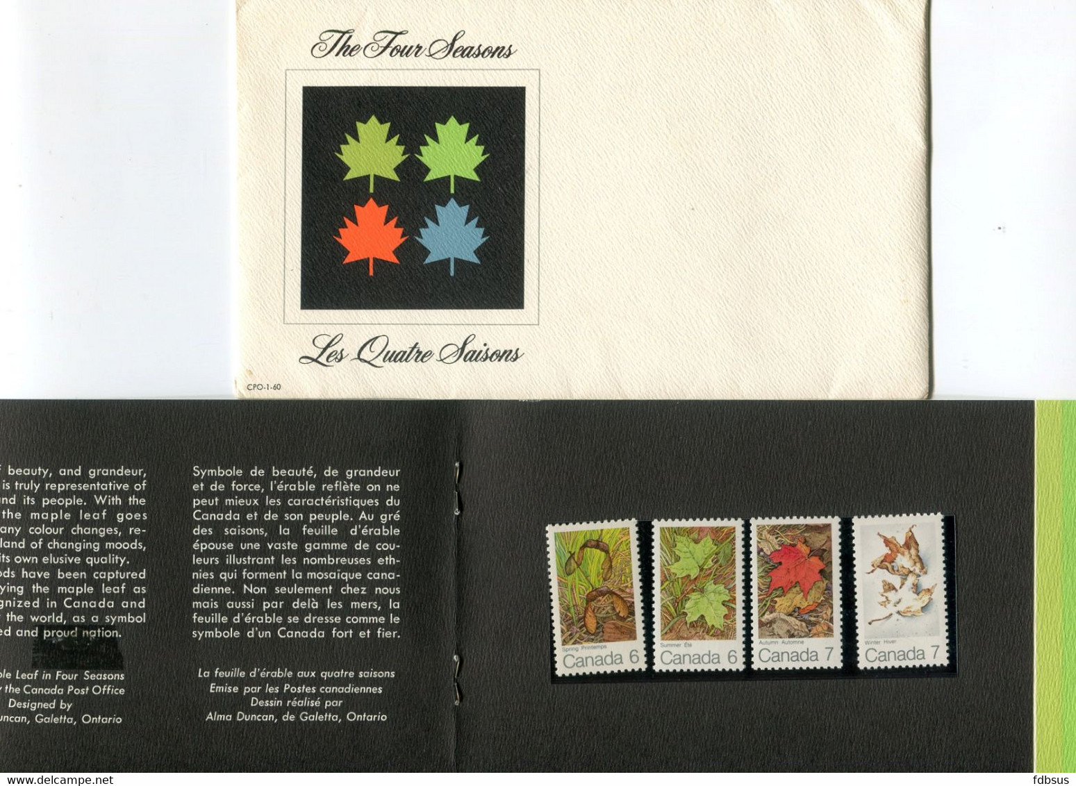 4 Stamps **  The Four Seasons's - Maple Leaf In 4 Seasons - Feuille D'érable Aux 4 Saisons - CPO-1-60 - Sonstige & Ohne Zuordnung