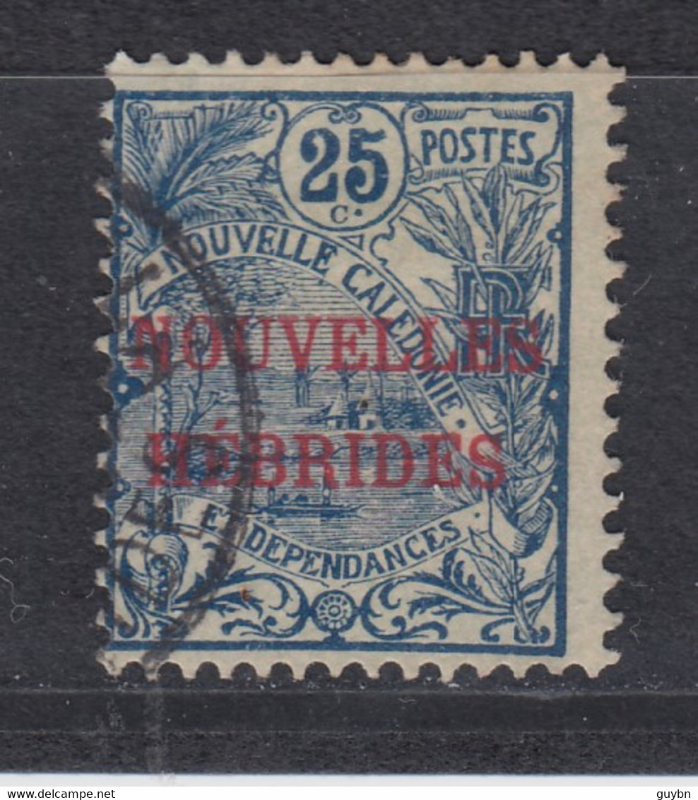 < Nouvelles Hebrides YT 3 Oblitéré  .. Timbre De Nouvelle Caledonie 25 C Bleu Surchargé ..  Cote 12 € - Used Stamps