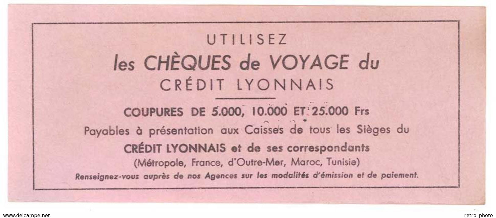 Buvard Chèques De Voyage Du Crédit Lyonnais - F