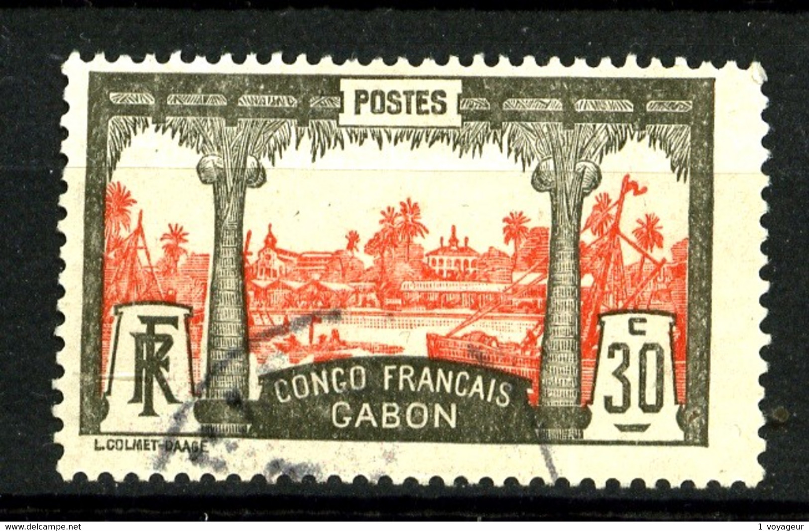 GABON - 40 - 30c Gris Et Rouge - Oblitéré - Très Beau - Used Stamps