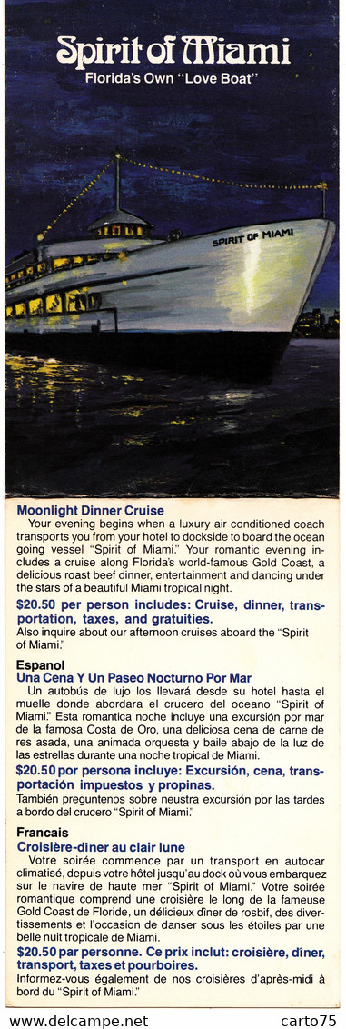 Transports - Bâteaux - Programme Paquebot De Croisières "Spirit Of Miami" - Paquebote