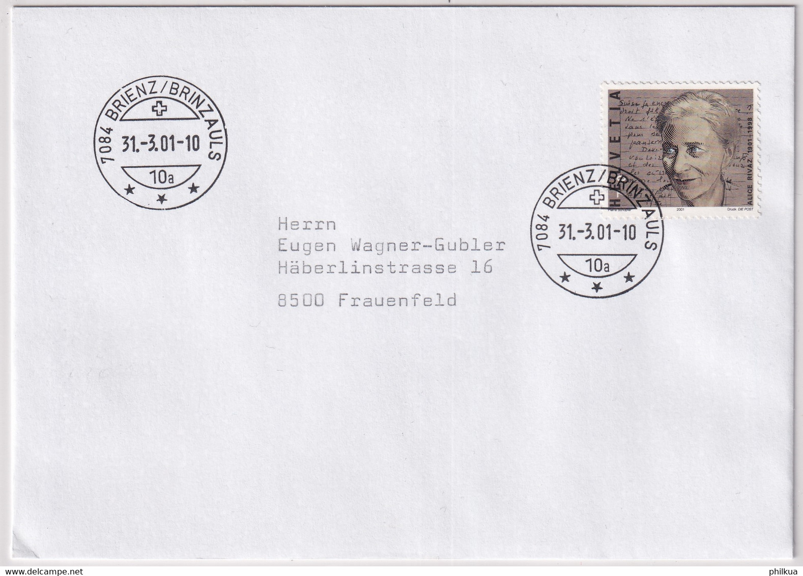 1015 Auf Brief Mit Letzttagstempel Poststelle BRIENZ/BRINZAULS (GR) - Covers & Documents