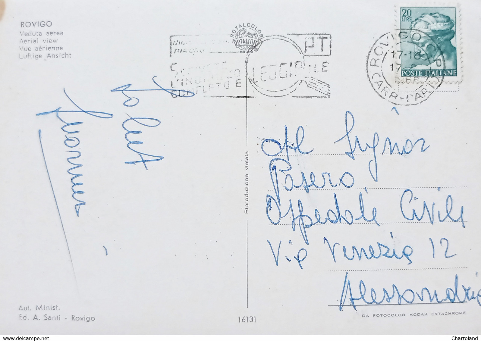 Cartolina - Rovigo - Veduta Aerea - 1966 - Rovigo