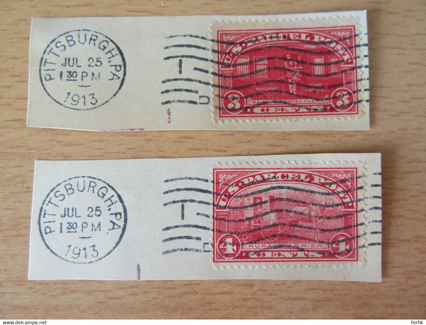USA - Us Parcel Post - 2 Timbres Sur Fragments - Pittsburgh July 25 1913 - Paketmarken