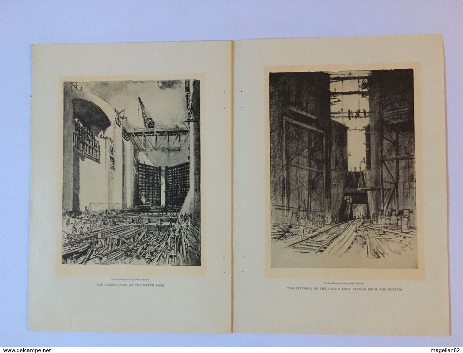 The Panama Canal The Lock At Pedro Miguel.  Lithographies De  Joseph Pennell. - 1800-1849