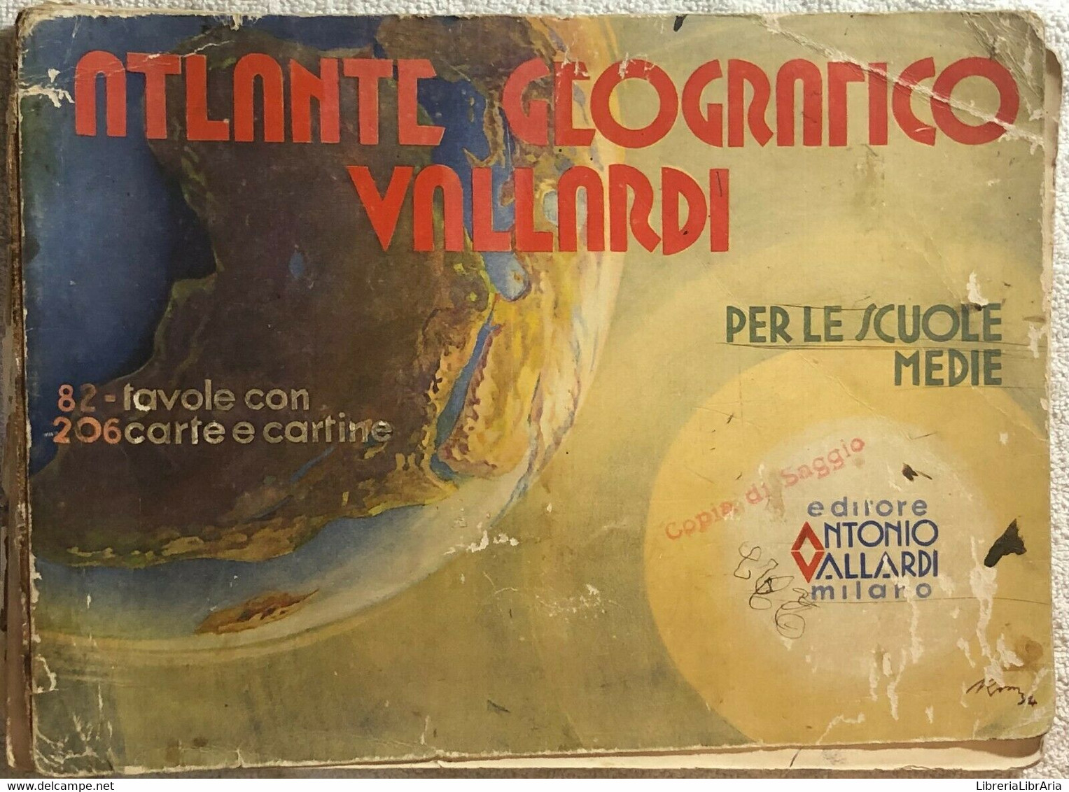 Atlante Geografico Vallardi Per Le Scuole Medie Di Aa.vv.,  Editore Antonio Vall - Historia, Filosofía Y Geografía