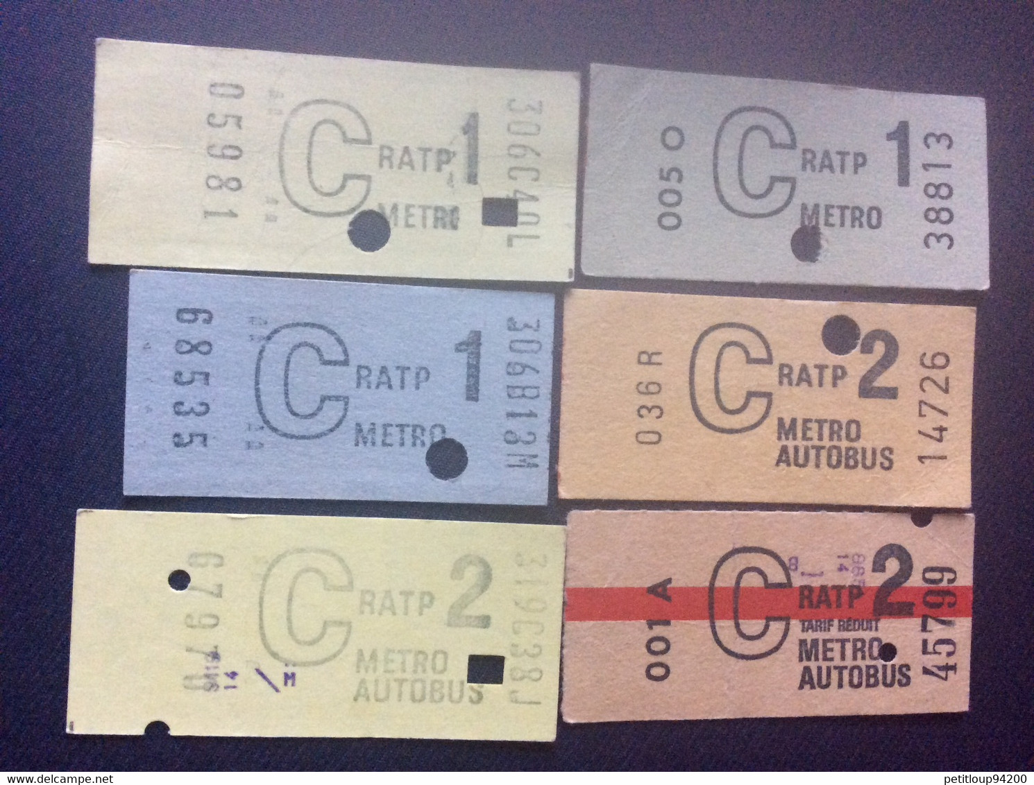 * LOT 6 TICKETS MÉTRO RATP  *C 1 *C 2 - Europa