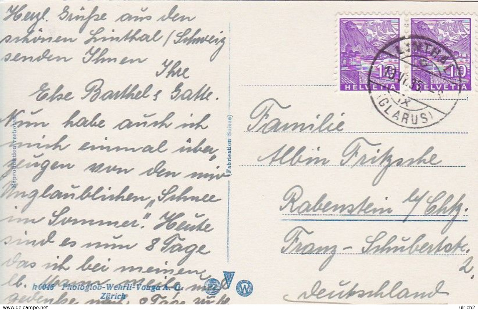 AK Linthal Mit  Kilchenstock - 1933 (57461) - Linthal