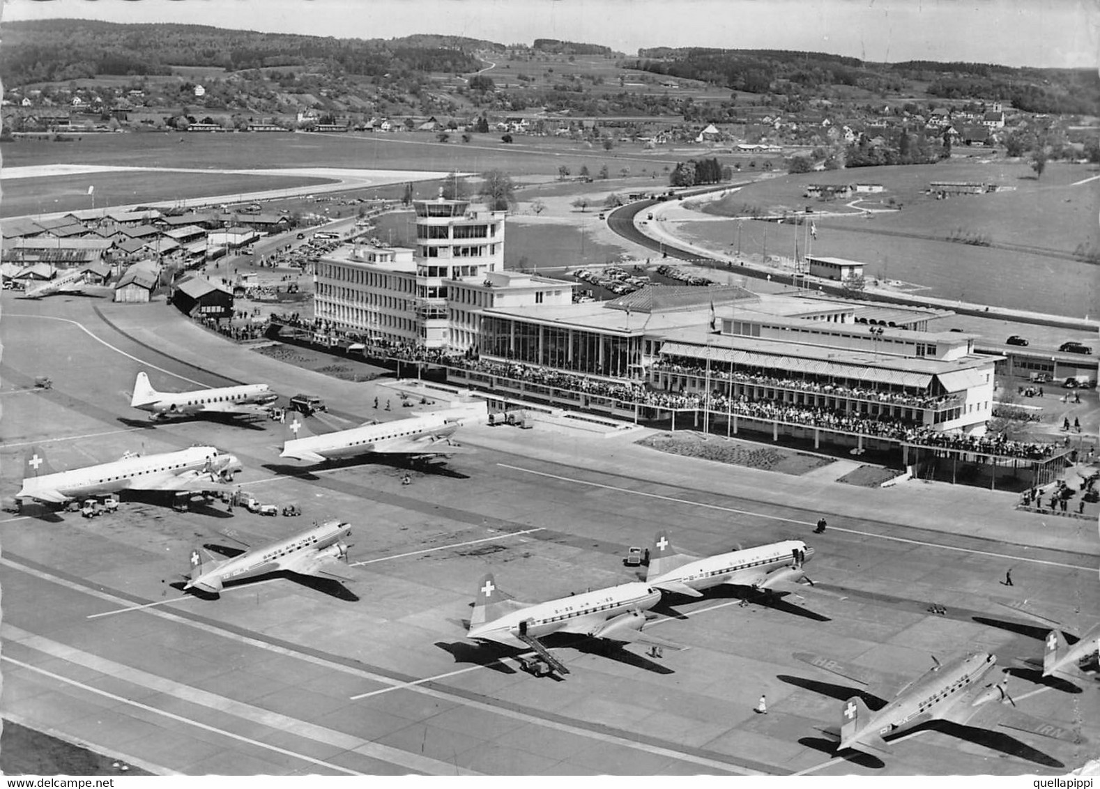 012710 "ZURICH - FLUGHAFEN KLOTEN - AEROPORTO DI KLOTEN"   ANIMATA, AEREI. CART  SPED 1966 - Kloten