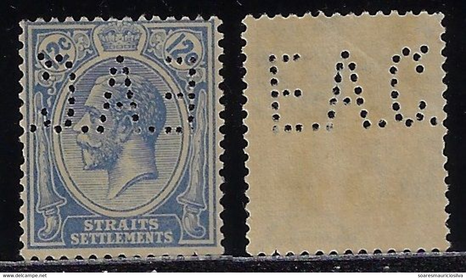 Malásia / Straits Settlements 1902 1934 Stamp Perfin EAC. By East Asiatic Co. From Singapore - Straits Settlements