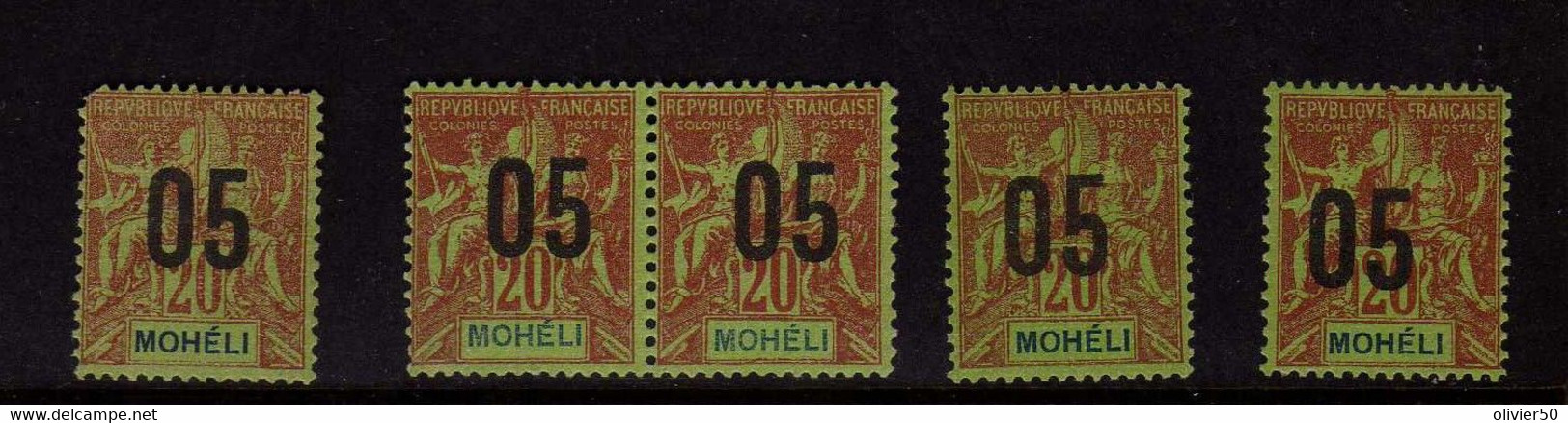 Moheli (1912) - Type Groupe  Surcharge    Neuf* - MH - Unused Stamps
