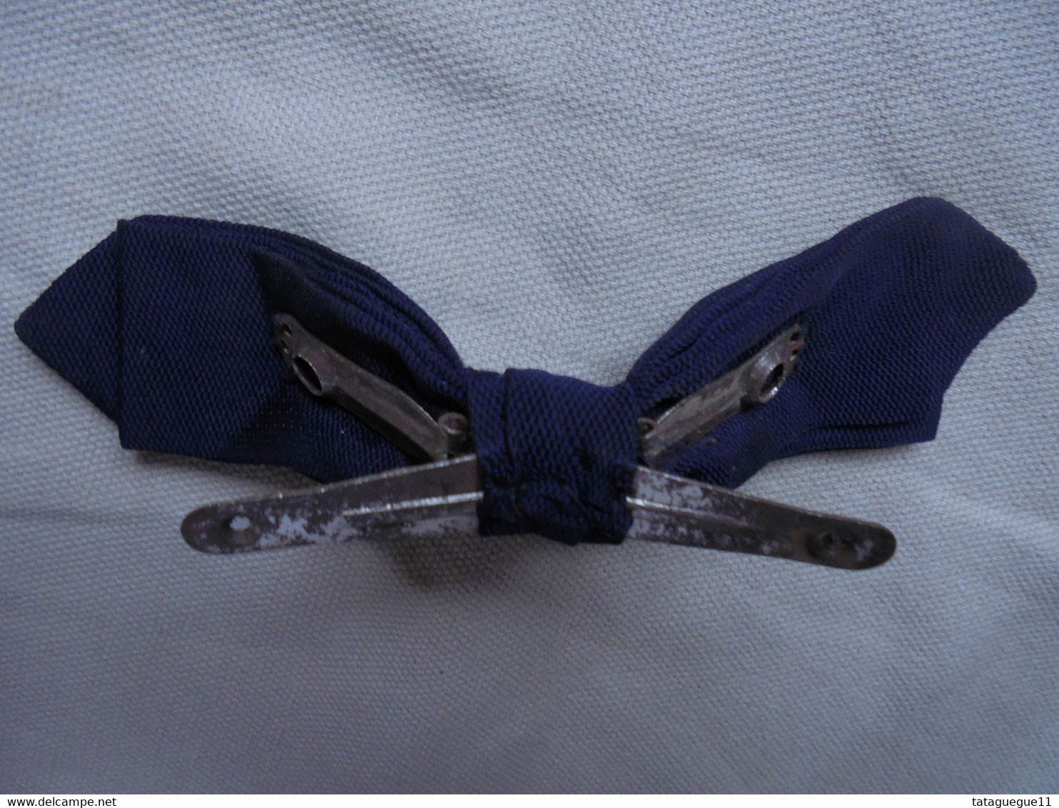 Ancien - Noeud Papillon Bleu Marine - Pince Col De Chemise Années 50 - Cuff Links & Studs