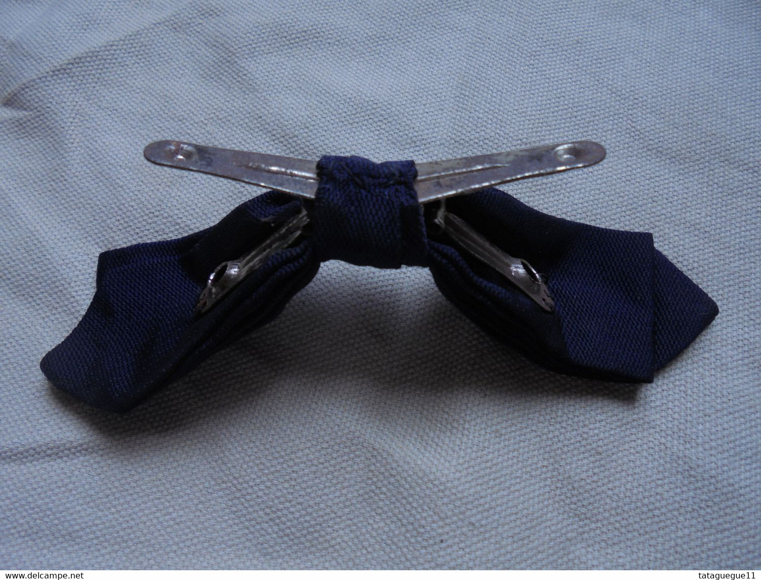Ancien - Noeud Papillon Bleu Marine - Pince Col De Chemise Années 50 - Boutons De Col /de Manchettes