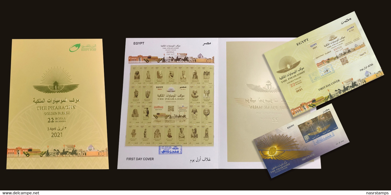 Egypt - 2021 - New - Folder "2 FDC & Mini Sheet" - ( THE PHARAOHS Golden Parade - 3 April 2021 ) - Egittologia