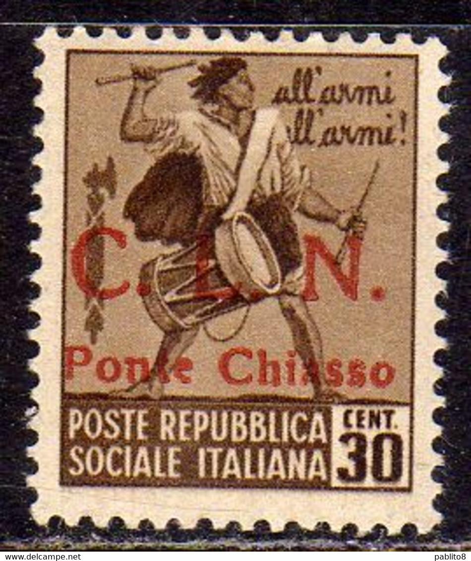 CLN COMITATO DI LIBERAZIONE NAZIONALE PONTE CHIASSO 1945 MONUMENTI E TAMBURINI MONUMENTS CENT. 30c MH SIGNED FIRMATO - Comite De Liberación Nacional (CLN)