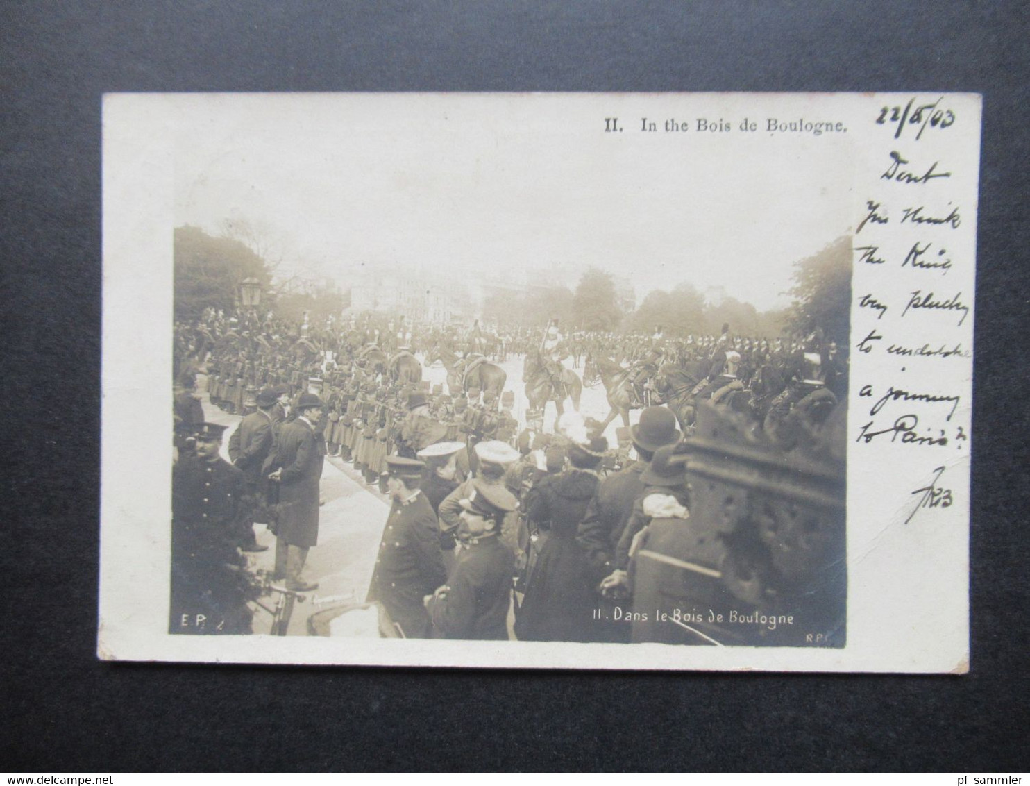 Frankreich Echtfoto AK 1903 Parade / Militärparade / Reiter / Besuch Vom König Dans Le Bois De Boulogne - Boulogne Billancourt