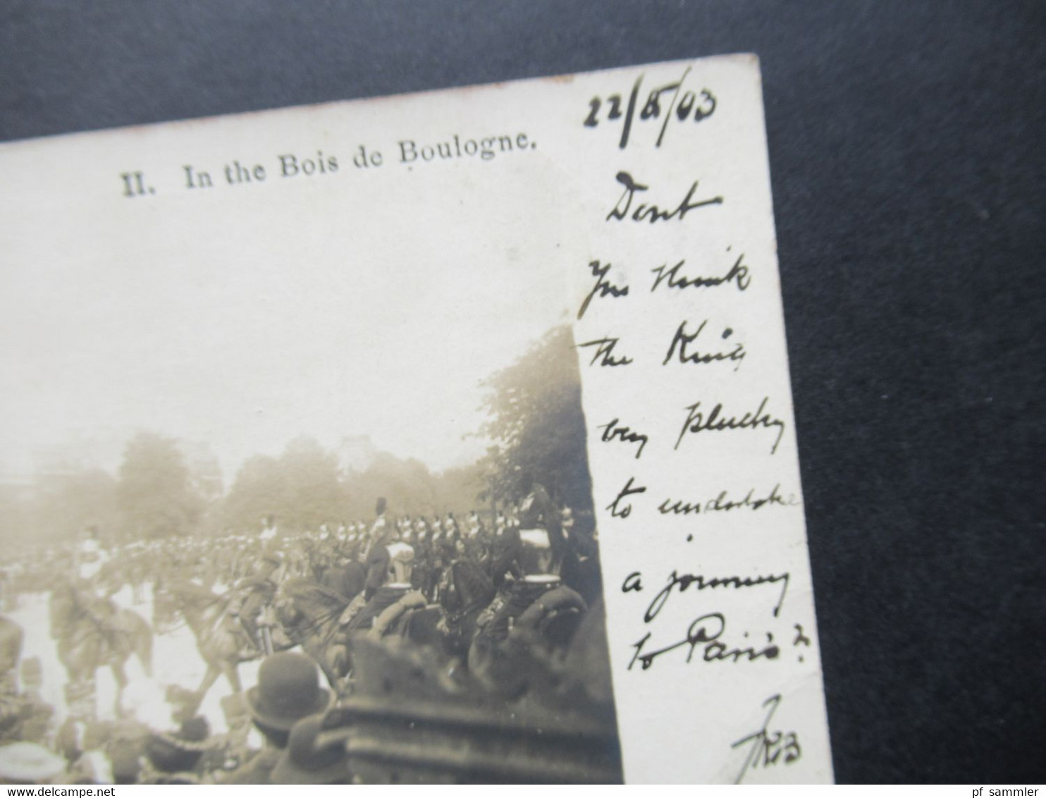 Frankreich Echtfoto AK 1903 Parade / Militärparade / Reiter / Besuch Vom König Dans Le Bois De Boulogne - Boulogne Billancourt