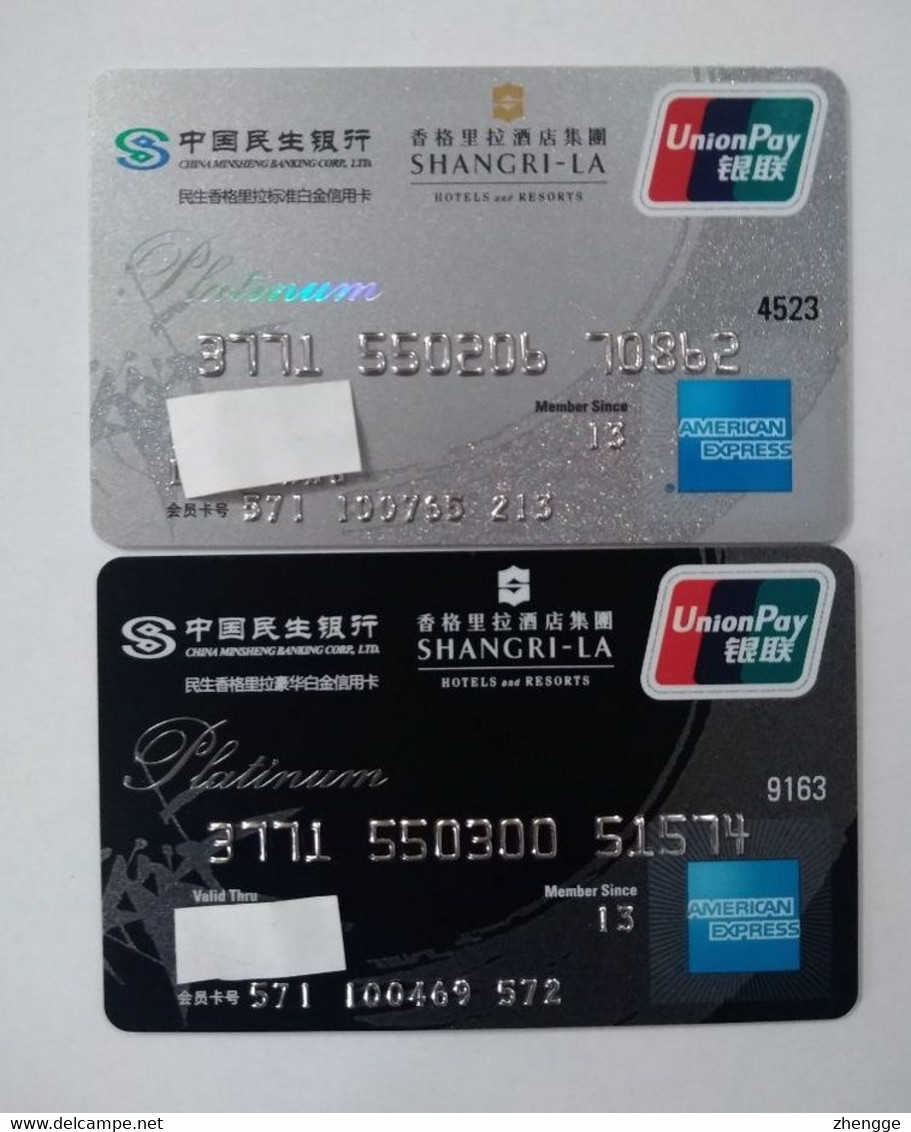 China, American Express,Shangri-La  (2pcs) - Credit Cards (Exp. Date Min. 10 Years)