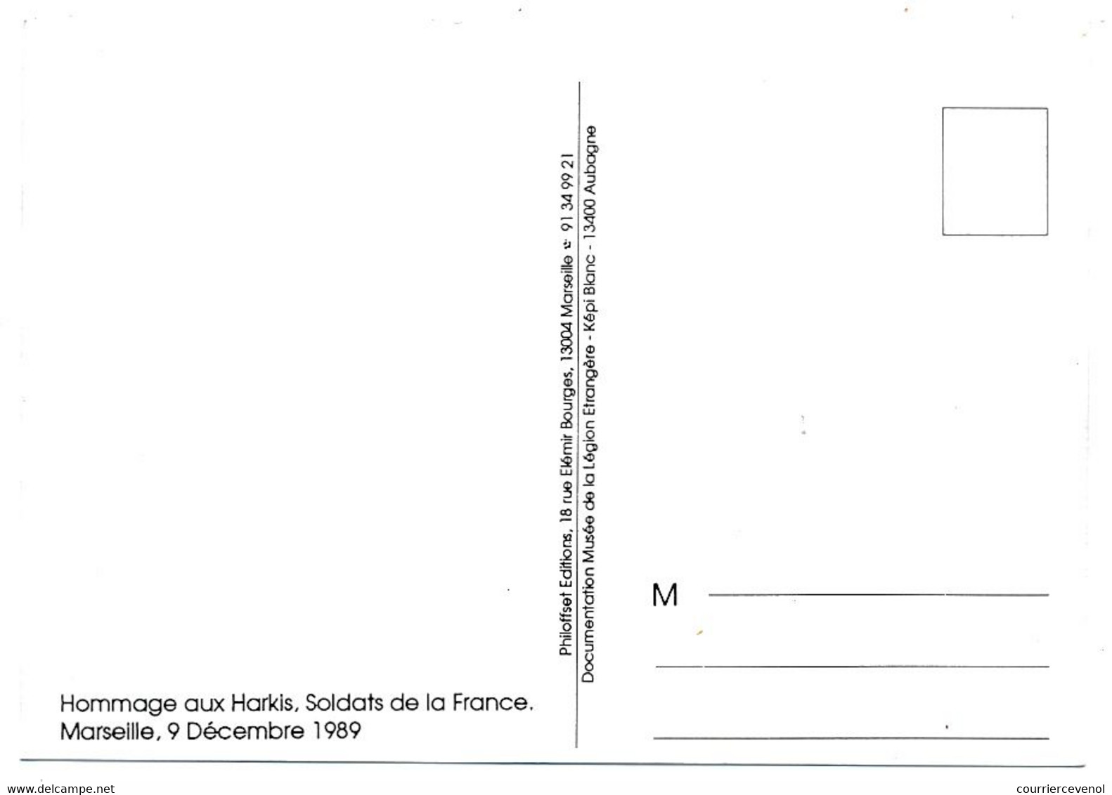 France => Carte Maximum => Hommage Aux Harkis - Oblitération Marseille 1989 - 1980-1989